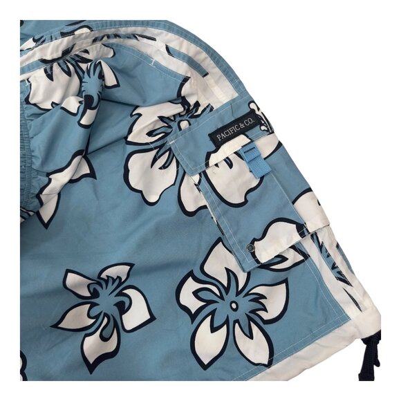 Pacific & Co. Blue Hibiscus Floral Mens Swim Trunks XXXXL Polyester - Picture 5 of 14
